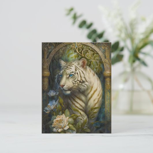 Weiße Tiger Postkarte (Stehend Vorderseite)