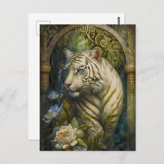 Weiße Tiger Postkarte (Vorne/Hinten)