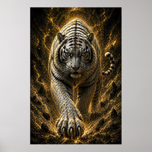 Weiße Tiger-Power-Explosion - Schwarzer Goldgeist Poster