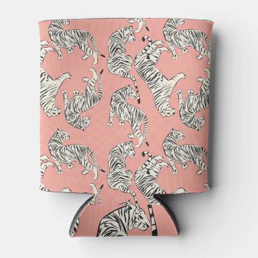 Weiße Tiger: rosa Exotisches Muster Dosenkühler (Vorderseite)