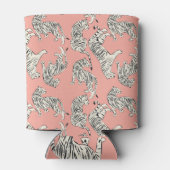 Weiße Tiger: rosa Exotisches Muster Dosenkühler (Rückseite)