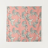 Weiße Tiger: rosa Exotisches Muster Wandteppich (Vorderseite)