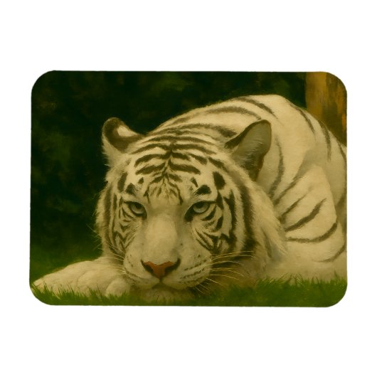 Weiße Tiger-Ruhen im Wald-Schatten Magnet (Horizontal)