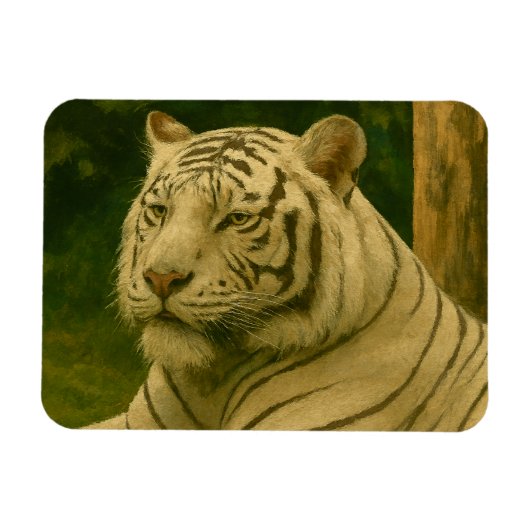 Weiße Tiger-Ruhen im Wald-Schatten Magnet (Horizontal)