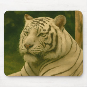 Weiße Tiger-Ruhen im Wald-Schatten Mousepad