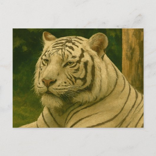 Weiße Tiger-Ruhen im Wald-Schatten Postkarte (Vorderseite)
