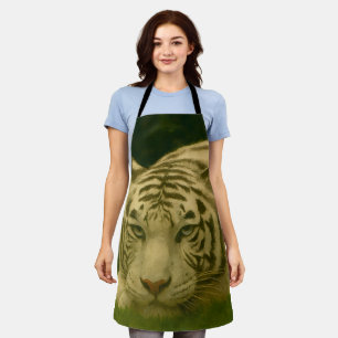 Weiße Tiger-Ruhen im Wald-Schatten Schürze