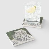 Weiße Tiger Steinuntersetzer (Seitenansicht)