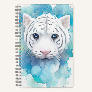 Weiße Tiger Wilde Tiere Natur Wasserfarbe Kunst Notizblock