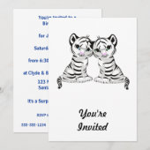 Weiße Tiger-Zwillinge Einladung (Vorne/Hinten)