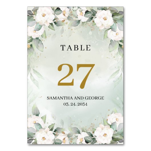 Weiße Tischnummer und weiße Wasserfarbe (Rückseite)