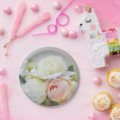 Weiße Torfbäume mit aprikotfarbener Rose Pappteller (Party)