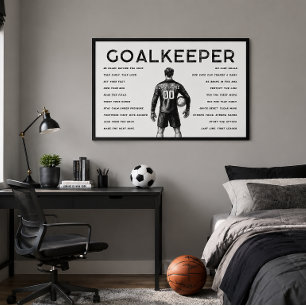 Weiße Torwart-Fußball-Motivationswandkunst Poster
