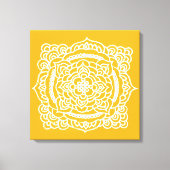 Weiße Tracerei Ornament Gelbe Leinwand drucksvoll (Vorderseite)