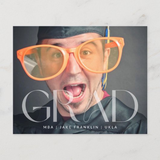 Weiße, transparente, moderne Foto-Textkarte (Vorderseite)