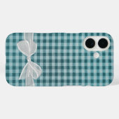 Weiße transparente Schleife auf Gingham Case-Mate iPhone Hülle (Rückseite (Horizontal))