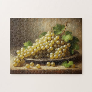 Weiße Trauben Stillleben im Vintage-Stil Puzzle