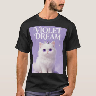Weiße Traumkatze Königlich Violette Augen Ästhetis T-Shirt