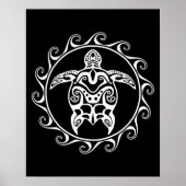 Weiße Tribal-Schildkröte Poster (Vorne)