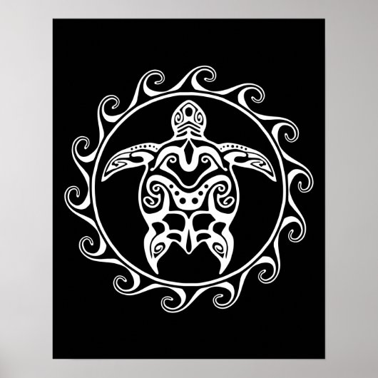 Weiße Tribal-Schildkröte Poster (Vorne)