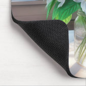 Weiße Trillien in einer Vintagen Glasscheibe Mousepad (Ecke)