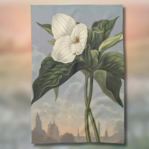 Weiße Trillium-Blume im Stil des Temple of Flora Geschirrtuch