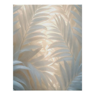 Weiße Tropen, Palmenblätter Aquarell Poster