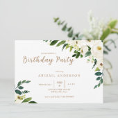 Weiße Tropfen Blume Geburtstagsparty Einladung (Stehend Vorderseite)