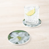 Weiße tropische Blume auf Fidschi gefunden Getränkeuntersetzer (Seite)