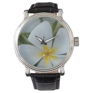 Weiße tropische Blume aus Fidschi Armbanduhr