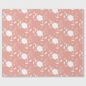 Weiße tropische Blume und Blätter in Rosa Geschenkpapier (Flach)