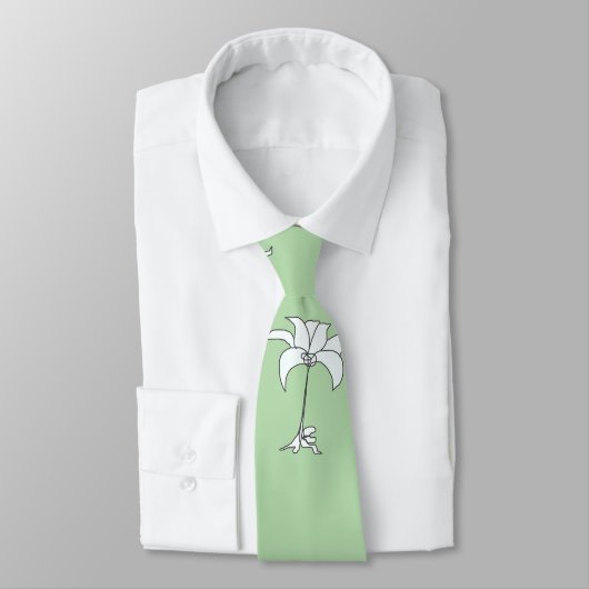 Weiße tropische Blüte Grün Neck Tie Krawatte (Gebunden)