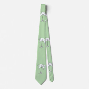 Weiße tropische Blüte Grün Neck Tie Krawatte