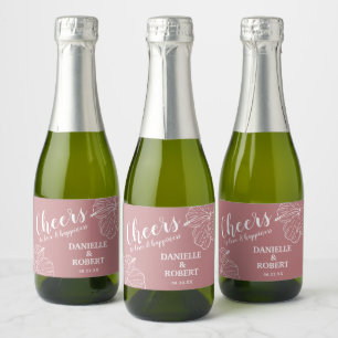 Weiße tropische florale Hibiskus auf Dusty Rose Mi Schaumweinetikett
