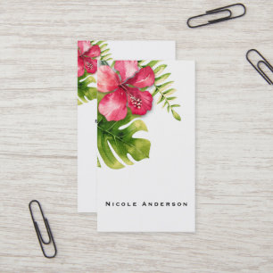 Weiße tropische Hibiskusblüten Chic Elegante Blume Visitenkarte