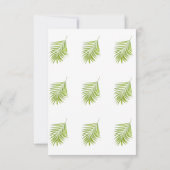 Weiße tropische Palmen Blätter Muster Hochzeit Einladung (Rückseite)