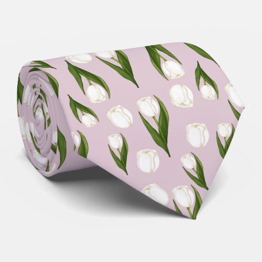 Weiße Tulip-Blume Krawatte (Gerollt)