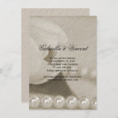 Weiße Tulip-Blume und Perlen Save the Date (Vorne/Hinten)