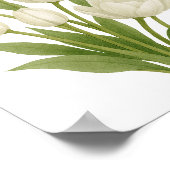 Weiße Tulips Aquarellfarben Wanddekor Druckfeder Poster (Ecke)