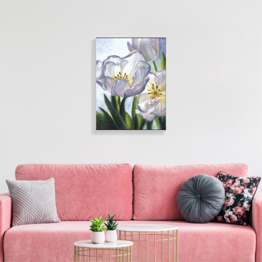 "Weiße Tulips" Leinwanddruck (Insitu (Wohnzimmer))