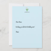 Weiße Tulissen auf hellblauer Geburtstagskarte Einladung (Rückseite)