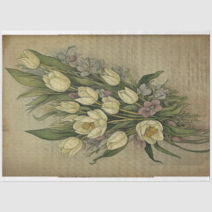 Weiße Tulpe Alte Kunst Seidenpapier