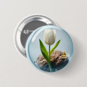 Weiße Tulpe in einer Blase Button (Vorne & Hinten)