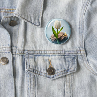 Weiße Tulpe in einer Blase Button