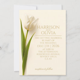 Weiße Tulpe Minimale Elegante Moderne Hochzeit Einladung