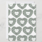 Weiße Tulpe, schwarze Tinte zeichnend Herz-Grün Ho Einladung (Rückseite)