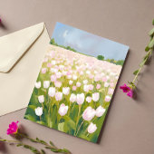 Weiße Tulpen-Blumenfeld-Malerei Karte