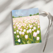 Weiße Tulpen-Blumenfeld-Malerei Karte