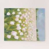 Weiße Tulpen-Blumenfeld-Malerei Puzzle (Horizontal)