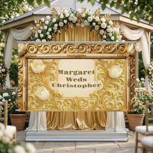 Weiße Tulpen Gold Verzierte Barock Gravuren Rolle Banner